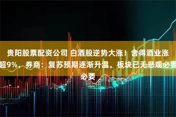 贵阳股票配资公司 白酒股逆势大涨！舍得酒业涨超9%，券商：复苏预期逐渐升温，板块已无悲观必要